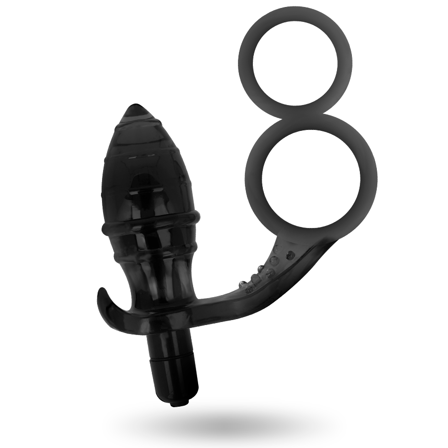Joguines addictes: endoll anal amb doble anell negre