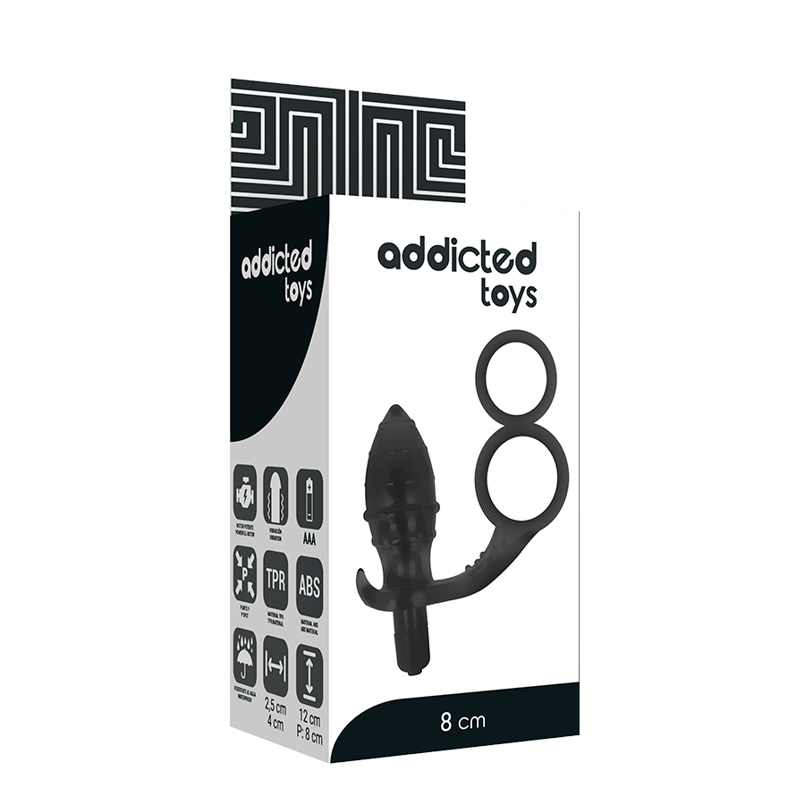 Joguines addictes: endoll anal amb doble anell negre
