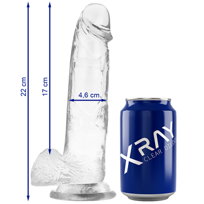 RAIO X - DILDO REALISTA TRANSPARENTE 22 CM -O- 4,6 CM