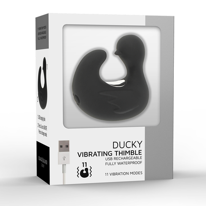BLACK&SILVER - DUCKYMANIA RECHARGEABLE SILICONE STIMULATING THIMBLE