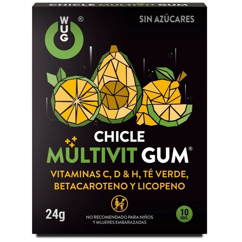 WUG GUM - MULTIVIT GUM ВІТАМІНИ C, H, D, БЕТАКАРОТИН, ЛІКОПІН І ЗЕЛЕНИЙ ЧАЙ 10 ОД.