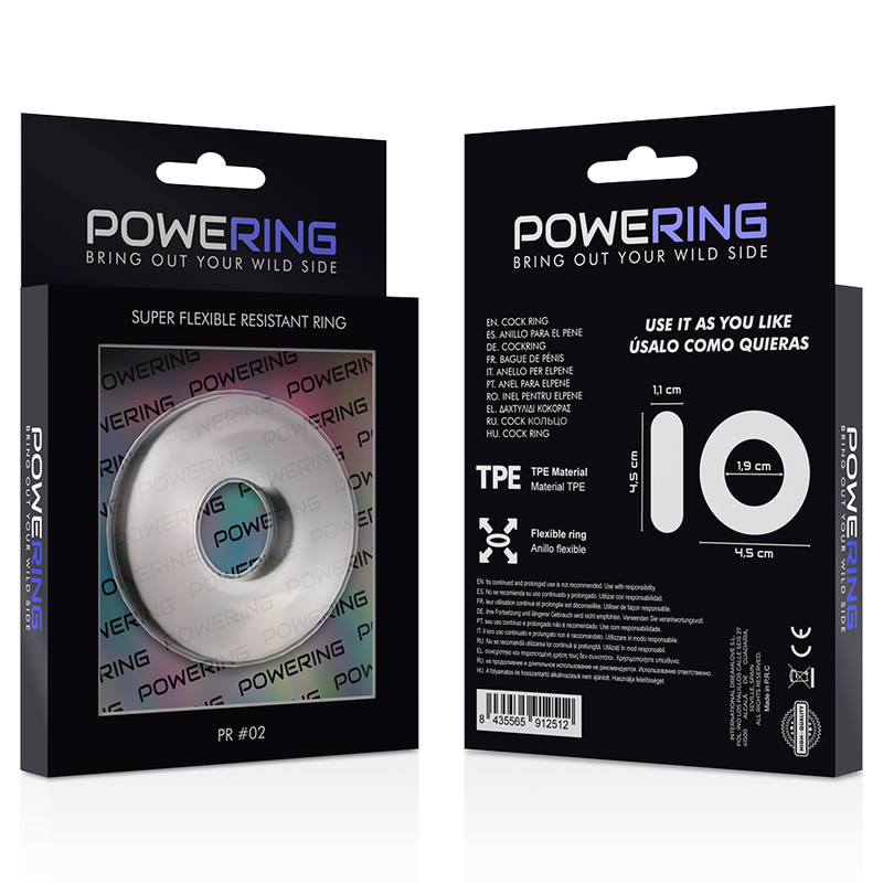 POWERING - SUPER FLEXIBLE I RESISTENT ANELL PENIS 4.5CM CLEAR