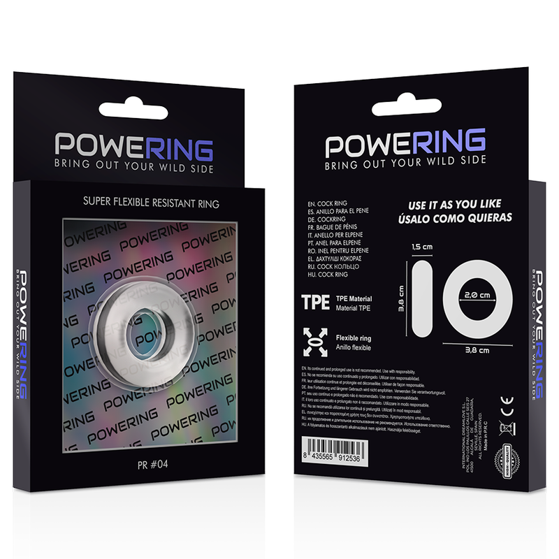 Alimentació: anell de penis super flexible i resistent 3,8cm PR04 clar