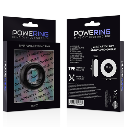 POWER - SUPER FLEXIBEL OCH RESISTENT PENISRING 4,8 CM PR05 SVART