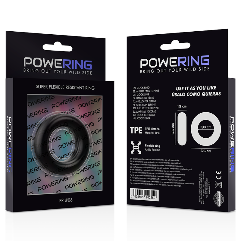 POWERING - SUPER FLEXIBLE I RESISTENT ANELL PENIS 5.5CM PR06 NEGRE