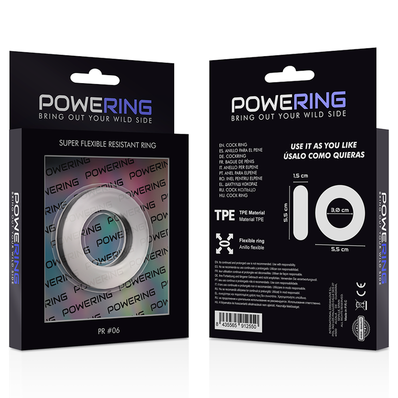 POWERING - SUPER FLEXIBLE I RESISTENT ANELL PENIS 5.5CM PR06 CLEAR