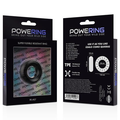 POWERING - SUPER FLEXIBLE I RESISTENT ANELL PENIS 4.5CM PR07 NEGRE