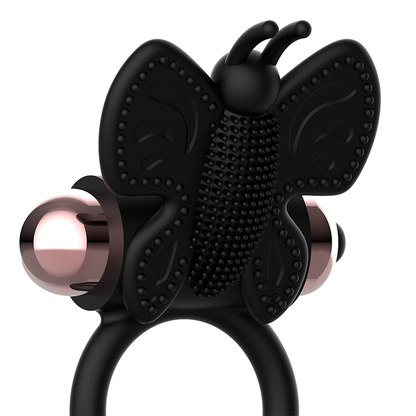 COQUETTE TOYS - COCK RING BUTTERFLY VIBRATOR RING SVART / GULD