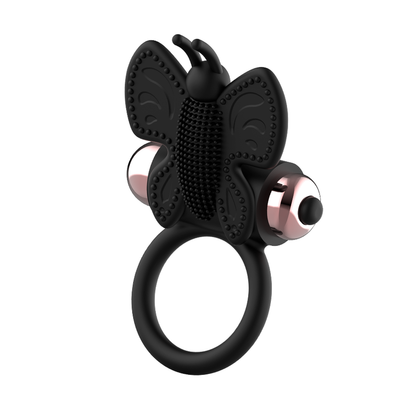 COQUETTE TOYS - COCK RING BUTTERFLY VIBRATOR RING SVART / GULD