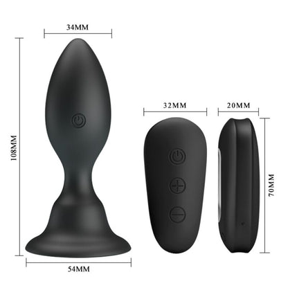 MR PLAY - PLUG ANAL CON VIBRACIÓN NEGRO CONTROL REMOTO