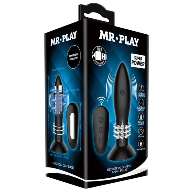 MR PLAY - PLUG WITH ROTATING BALLS BLACK REMOTE CONTROL