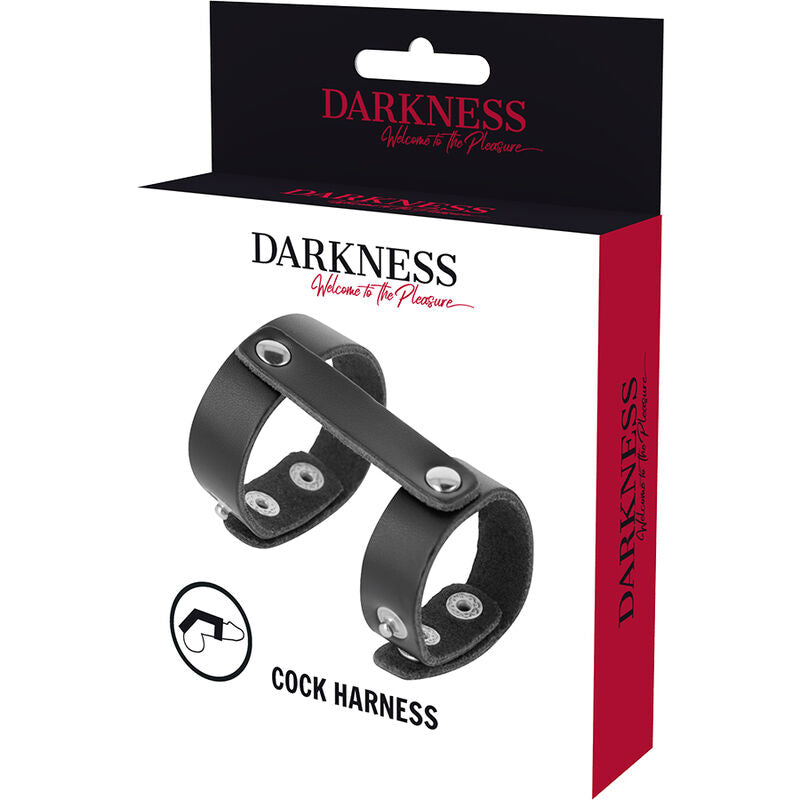 DARKNESS - ANELL PENIS I TESTICULS AJUSTABLE LEATHER