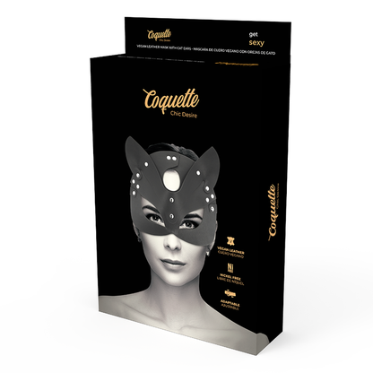 COQUETTE CHIC DESIRE - MÁSCARA CUERO VEGANO CON OREJAS DE GATO
