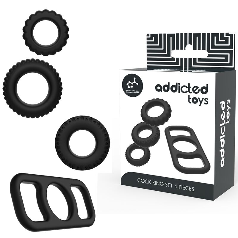 Addicted Toys - Estableix 4 anells de silicona per al penis