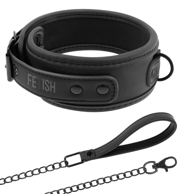 FETISH SUBMISSIVE - COLLAR CON CADENA CON FORRO DE NEOPRENO
