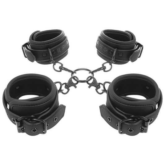 FETISH SUBMISSIVE - SET ESPOSAS MANOS Y TOBILLOS CON FORRO DE NEOPRENO
