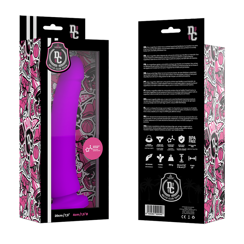 DELTA CLUB - DILDO REALISTA LILA SILICONA MEDICA 20 CM -O- 4 CM