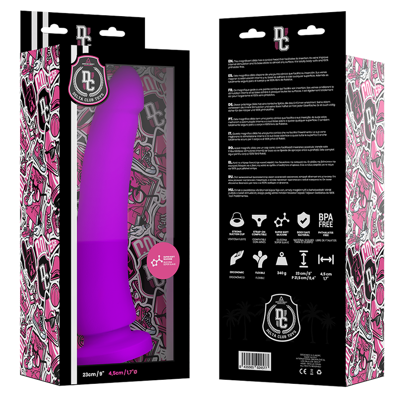 DELTA CLUB - DILDO REALISTA LILÁS SILICONE MÉDICO 23 CM -O- 4.5 CM