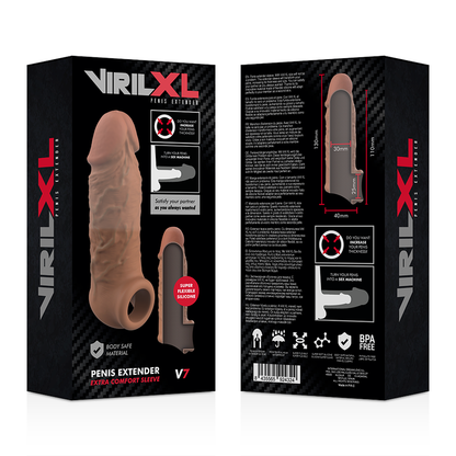 VIRILXL - EXTENSIÓN DE PENE LIQUID SILICONE V7 MARRÓN
