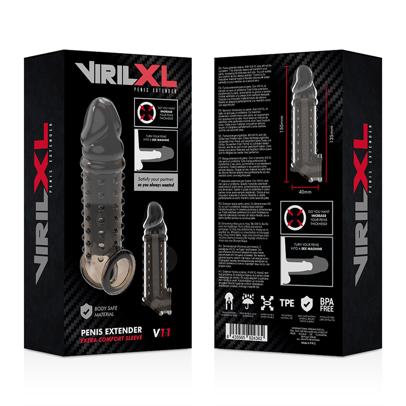 VIRILXL - EXTENSIÓN Y FUNDA DE PENE V11 NEGRO