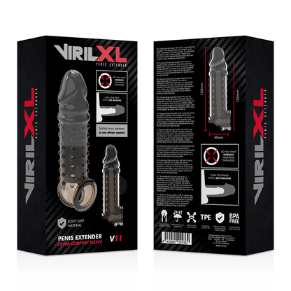 VIRILXL - EXTENSIÓN Y FUNDA DE PENE V11 NEGRO