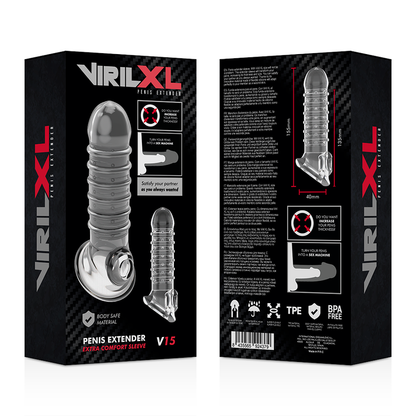 VIRILXL - EXTENSIÓN Y FUNDA DE PENE V15 TRANSPARENTE