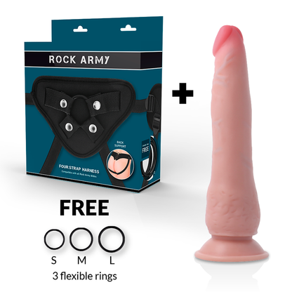 ROCKARMY - HARNESS + DUAL DENSITY CRUSADER REALISTIC DILDO 21.5 CM -O- 4.46 CM