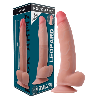 ROCKARMY - HARNESS + DUAL DENSITY LEOPARD REALISTIC DILDO 23 CM -O- 4.77 CM