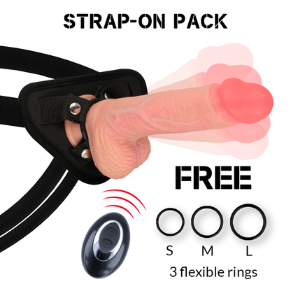 ROCKARMY - HARNESS + LIQUID SILICONE VIBRATOR WITH PREMIUM REMOTE CONTROL APACHE 20.5 CM -O- 4.62 CM