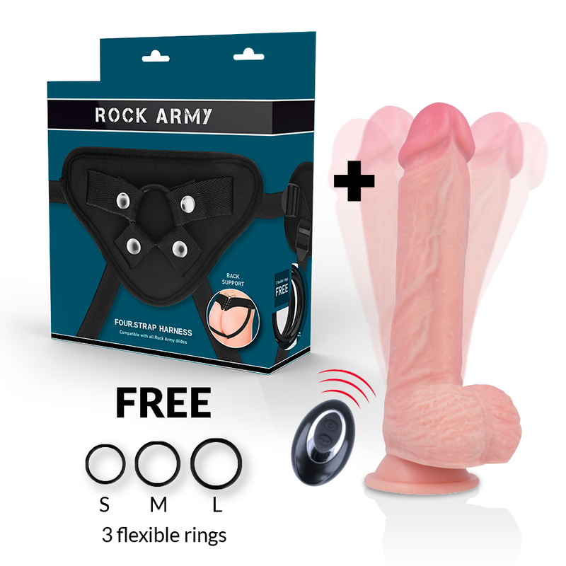 ROCKARMY - HARNESS + LIQUID SILICONE VIBRATOR WITH PREMIUM REMOTE CONTROL APACHE 20.5 CM -O- 4.62 CM