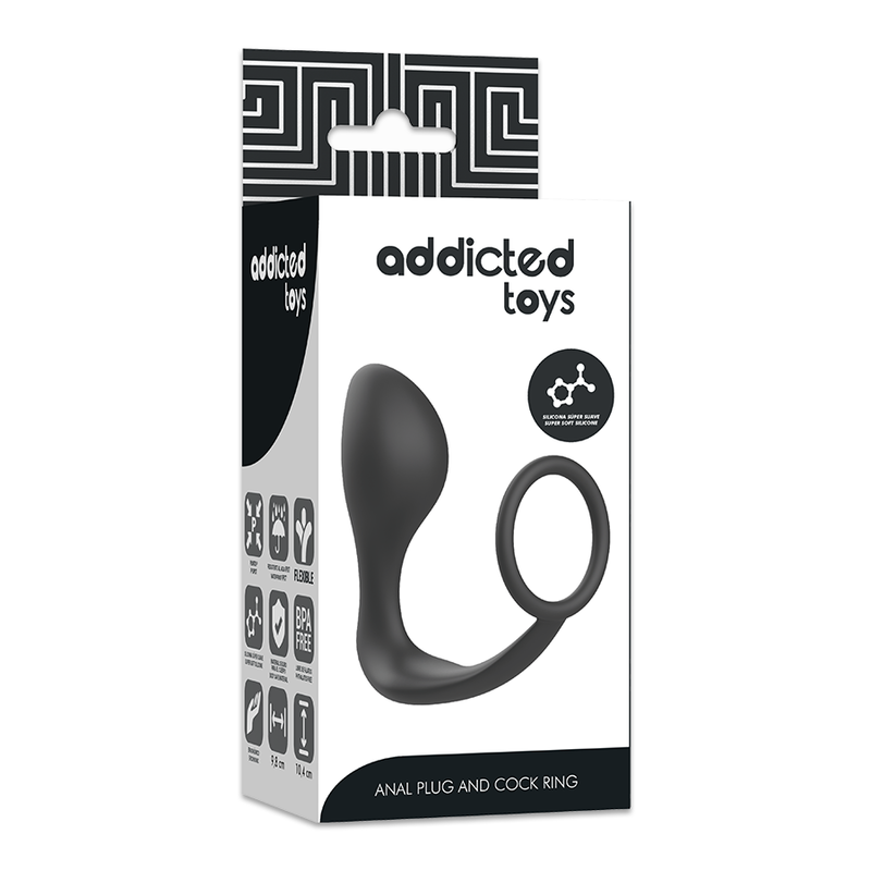 ADDICTED TOYS - PLUG ANAL AMB ANELL SILICONA NEGRE