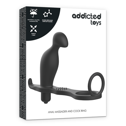 ADDICTED TOYS - PLUG ANAL AMB ANELL SILICONA NEGRE 12 CM