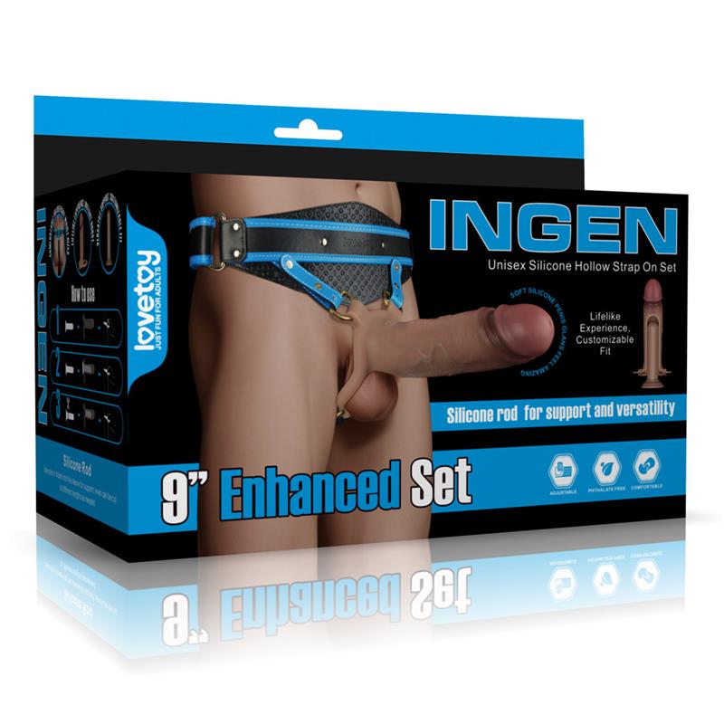 LOVETOY - INGEN ARNÉS AJUSTABLE CON DILDO HUECO 9 ENHANCED SET L/XL/2XL