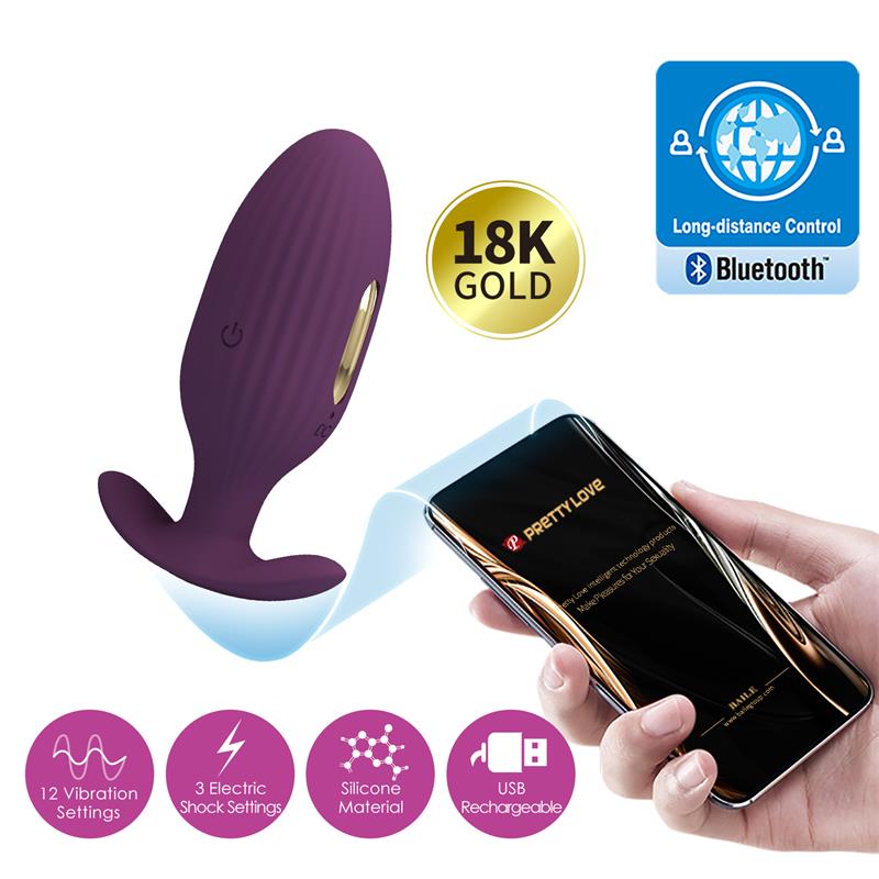 PRETTYLOVE - JEFFERSON PLUG ANAL CON VIBRACIÓN Y ELECTROSHOCK CON APP