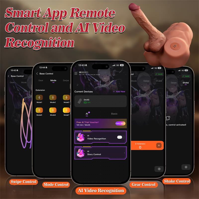 XISE - JONAH SEMI TORSO CON DILDO DESMONTABLE, THRUSTING Y APP 3.48 KG