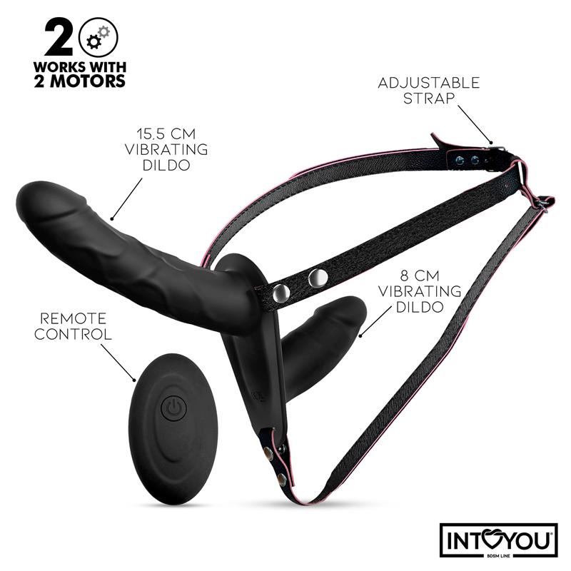 INTOYOU BDSM LINE - JORDAN ARNÉS DILDO DOBLE CON VIBRACIÓN Y CONTROL REMOTO