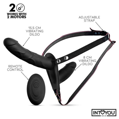 INTOYOU BDSM LINE - JORDAN ARNÉS DILDO DOBLE CON VIBRACIÓN Y CONTROL REMOTO