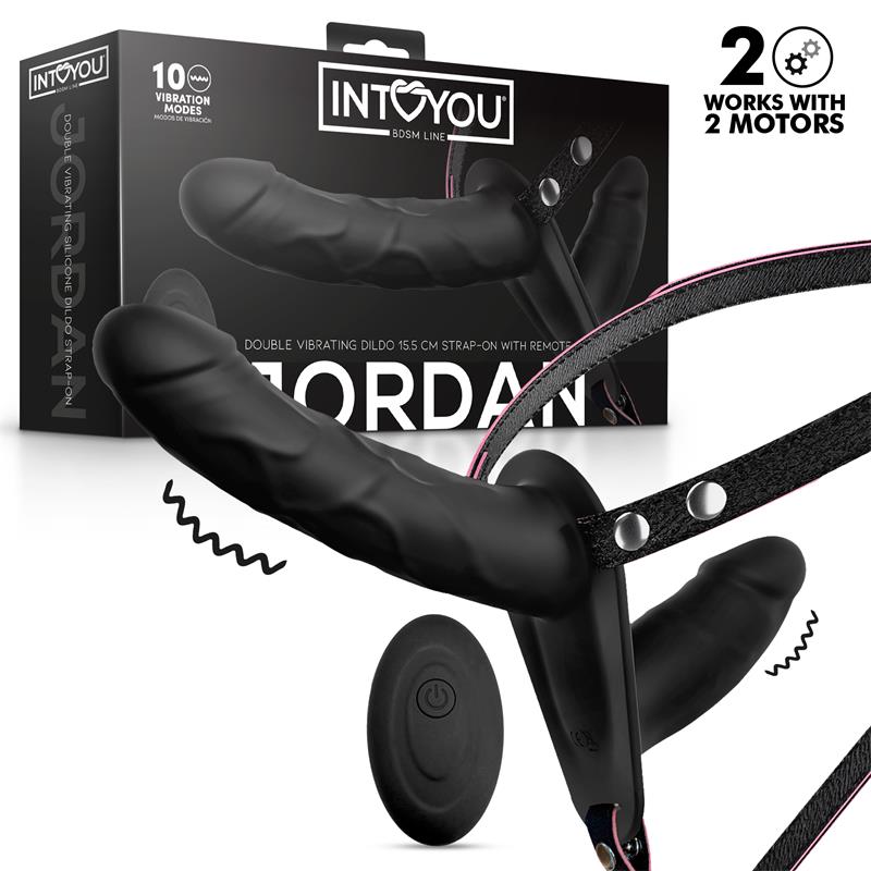 INTOYOU BDSM LINE - JORDAN ARNÉS DILDO DOBLE CON VIBRACIÓN Y CONTROL REMOTO