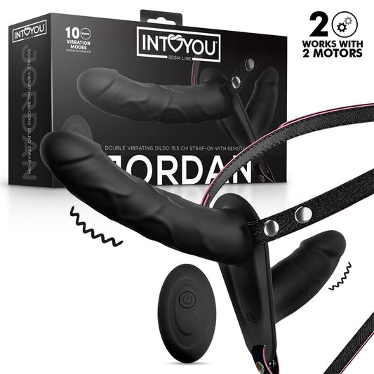 INTOYOU BDSM LINE - JORDAN ARNÉS DILDO DOBLE CON VIBRACIÓN Y CONTROL REMOTO
