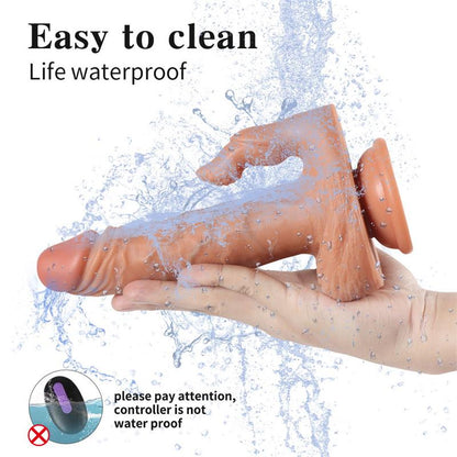 SHEQU - JULIAN DILDO CON 20 MODOS DE VIBRACIÓN Y ESTIMLADOR DE CLÍTORIS