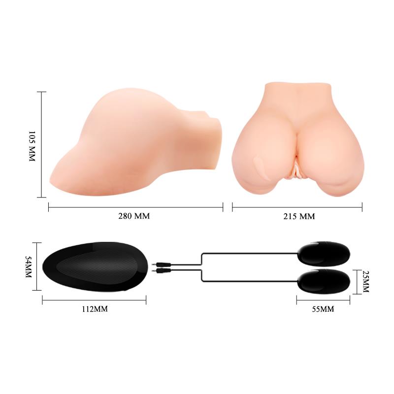 CRAZY BULL - VAGINA Y ANO CON MALLA REALISTA CON VIBRACIÓN