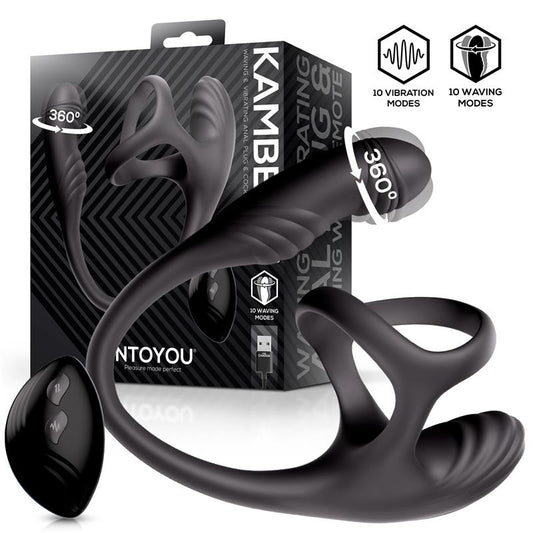 INTOYOU - KAMBER PLUG ANAL VIBRACIÓN Y WAVING 360º Y ESTIMULADOR TESTÍCULOS