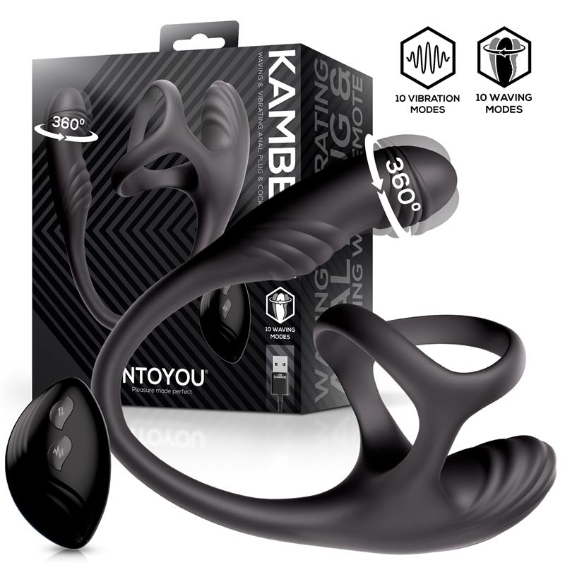 INTOYOU - KAMBER PLUG ANAL VIBRACIÓN Y WAVING 360º Y ESTIMULADOR TESTÍCULOS