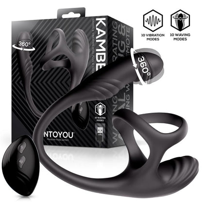 INTOYOU - KAMBER PLUG ANAL VIBRACIÓN Y WAVING 360º Y ESTIMULADOR TESTÍCULOS