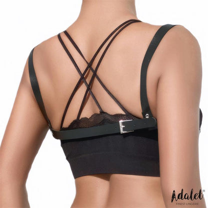 ADALET LINGERIE - KARINA TOP CUERO VEGANO CON CADENAS TALLA ÚNICA