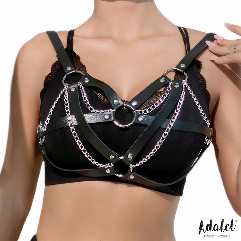 ADALET LINGERIE - KARINA TOP CUERO VEGANO CON CADENAS TALLA ÚNICA