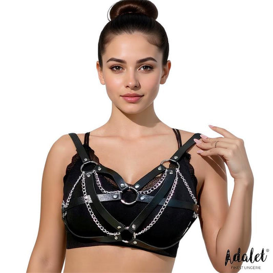 ADALET LINGERIE - KARINA TOP CUERO VEGANO CON CADENAS TALLA ÚNICA