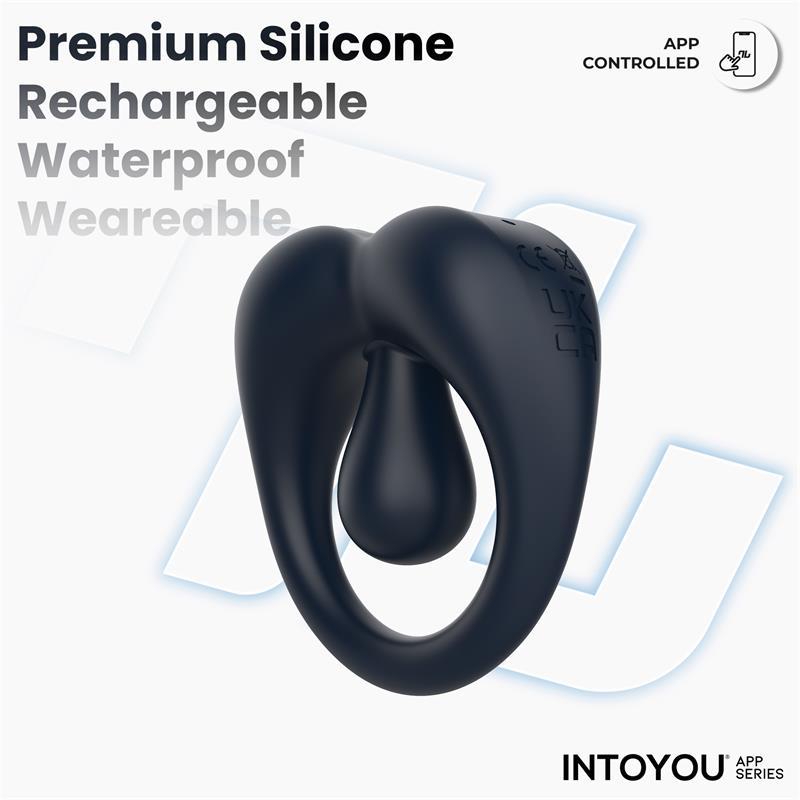 INTOYOU APP SERIES - KENNY ANILLO VIBRADOR CON ESTIMULADOR DE CLÍTORIS Y APP AZUL NOCHE