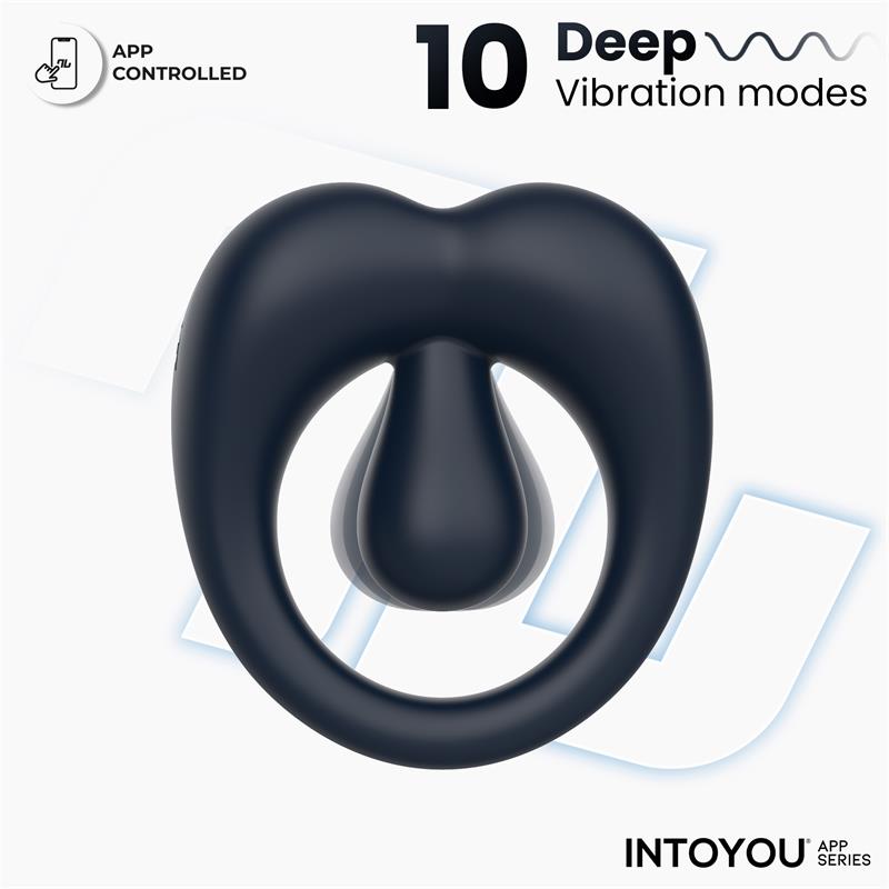 INTOYOU APP SERIES - KENNY ANILLO VIBRADOR CON ESTIMULADOR DE CLÍTORIS Y APP AZUL NOCHE