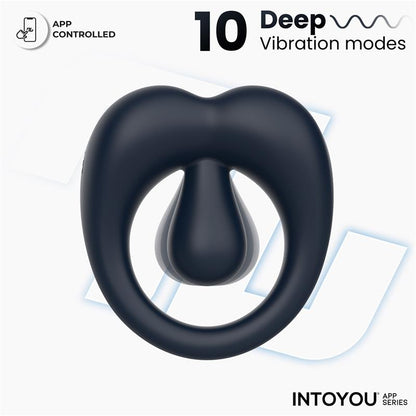 INTOYOU APP SERIES - KENNY ANILLO VIBRADOR CON ESTIMULADOR DE CLÍTORIS Y APP AZUL NOCHE